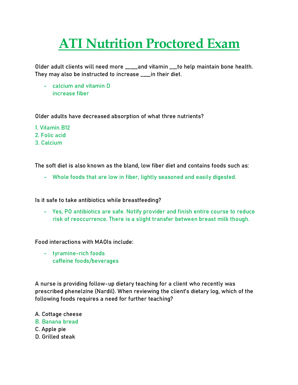 Preview image for ATI Nutrition Proctored Exam